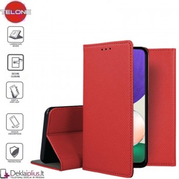 Telone atverčiamas dėklas - raudonas (telefonui Samsung A22 5G)